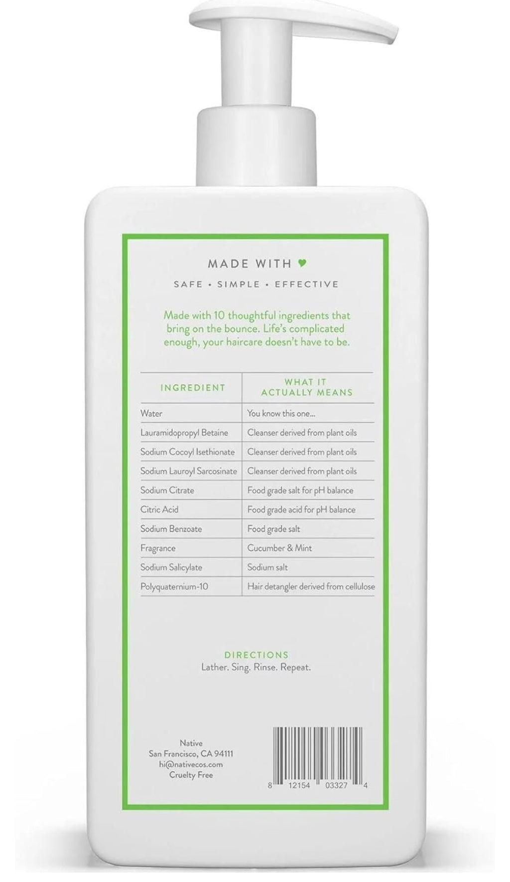 Native Cucumber & Mint Shampoo & Conditioner set