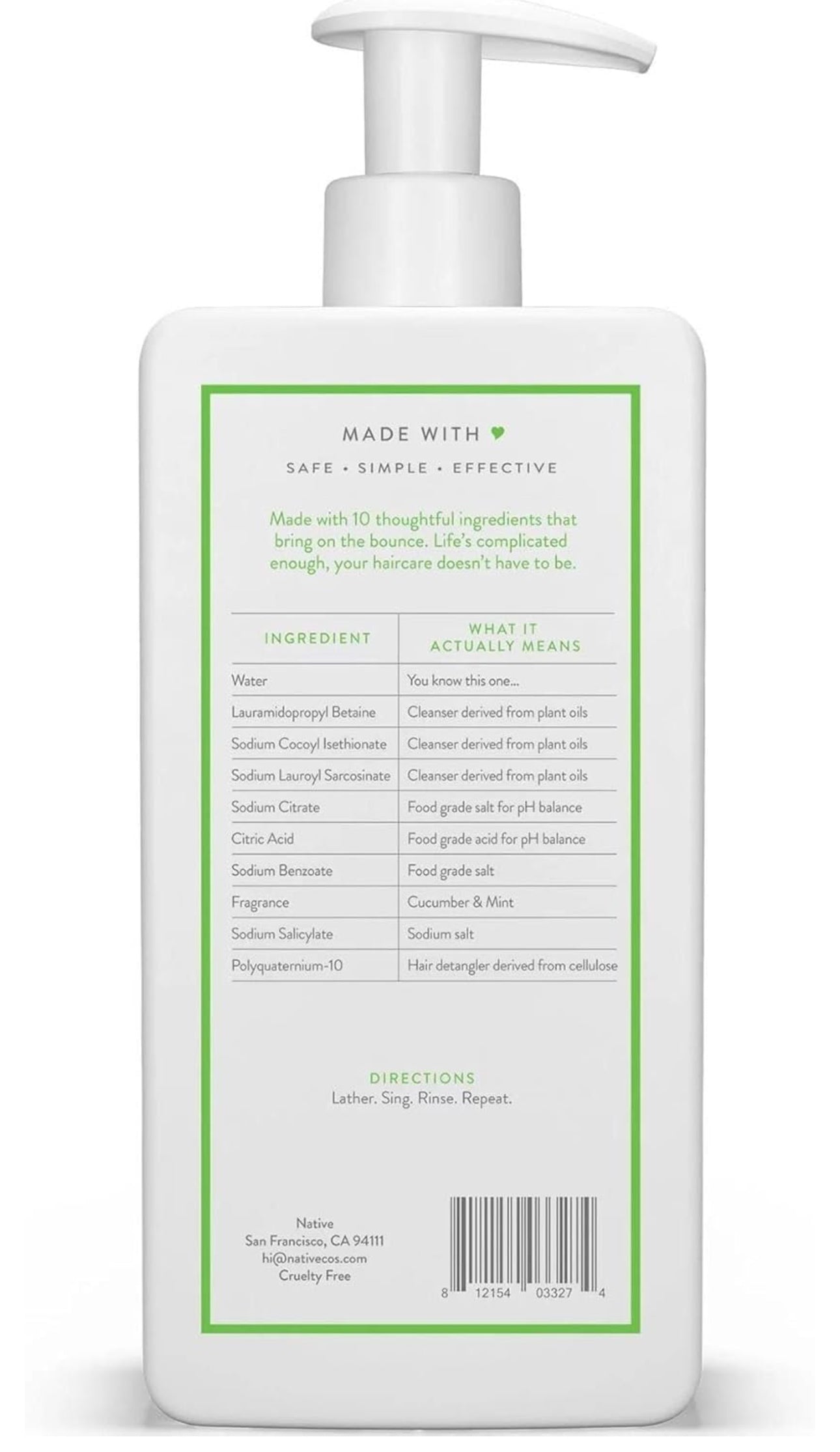 Native Cucumber & Mint Shampoo & Conditioner set