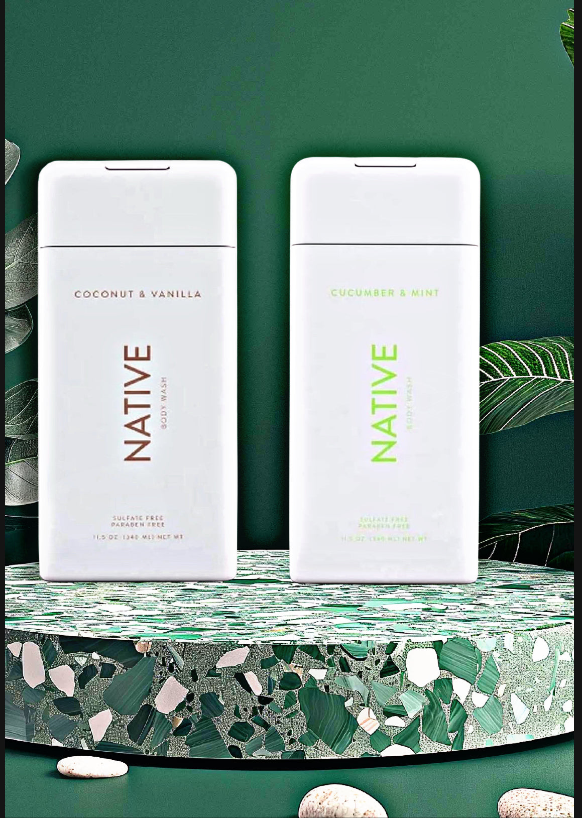 Native Cucumber & Mint/ Coconut & Vanilla Body Wash 18oz 2 pk